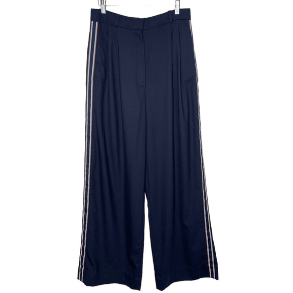 & Other Stories | Wide Racer Stripe Trousers in Navy 8 - Picture 2 of 8